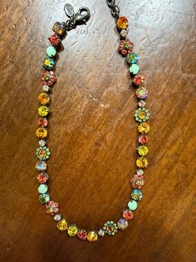 Sorrelli Multicolor Crystal Necklace in Yellow, Orange, Pink, Aqua